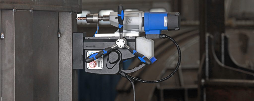 magnetic drill at steel factory